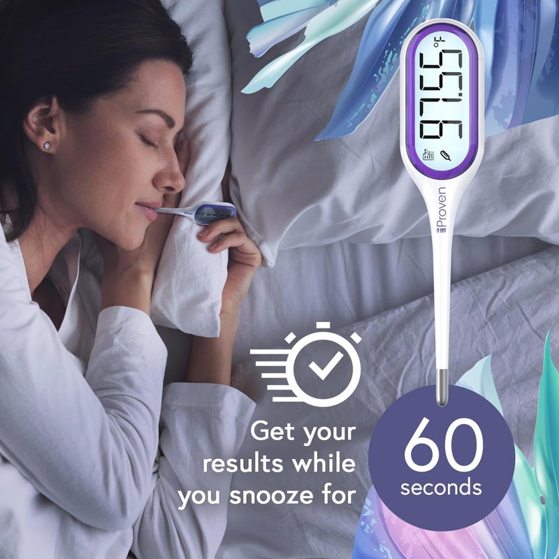 iProvn iProven Basal Body Thermometer with Backlight & Big Digits, 1/100 Degree High Precision, BBT for Ovulation Tracking, 30 Memory Recall, Accurate Fertility Temperature Tracker - Image 3